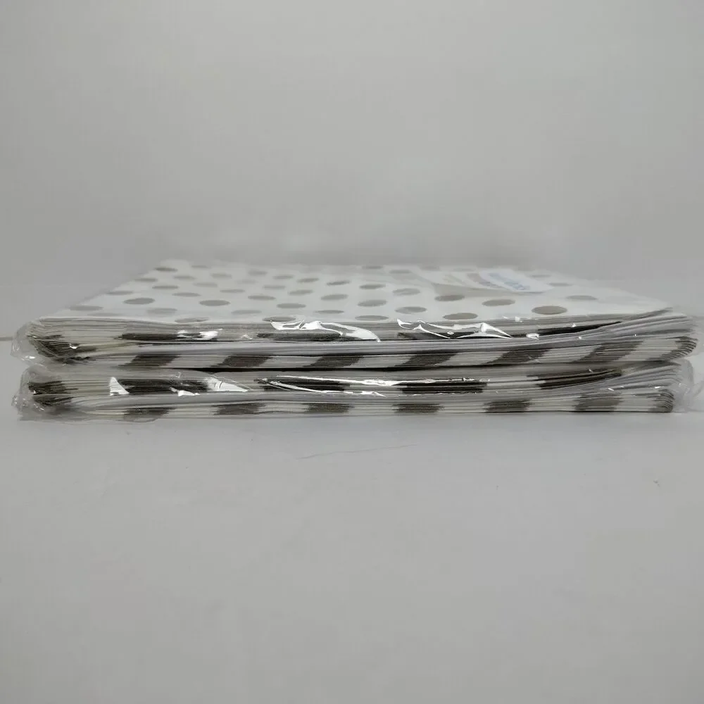 White Gold Paper Goodie Bags Party Supplies Assorted Patterns 2- 48 Count Packs